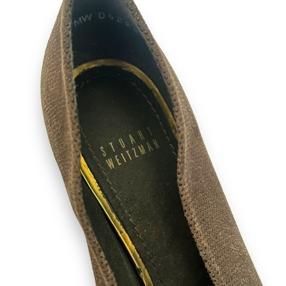 Stuart Weitzman Solar Goosebump Pump Size 10 Brown Taupe Textured Heels - Picture 3 of 7